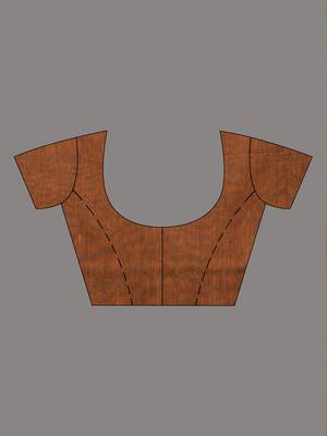 Sepia brown cotton soft saree with solid pattern 5