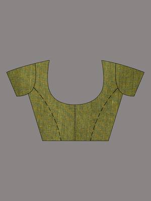 Moss green cotton soft saree with solid pattern 5