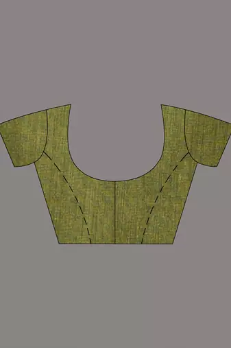 Moss green cotton soft saree with solid pattern