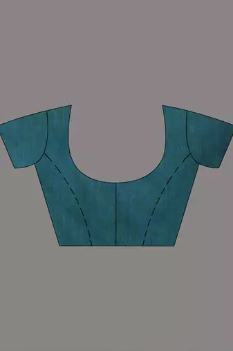 Teal cotton soft saree with solid pattern
