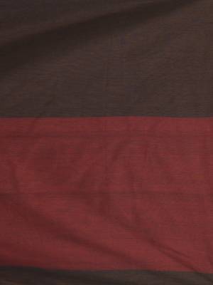 Chocolate brown cotton soft saree with solid pattern 4
