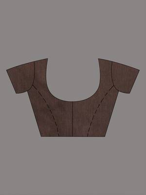 Chocolate brown cotton soft saree with solid pattern 5