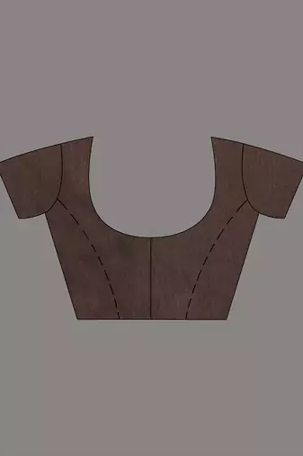 Chocolate brown cotton soft saree with solid pattern