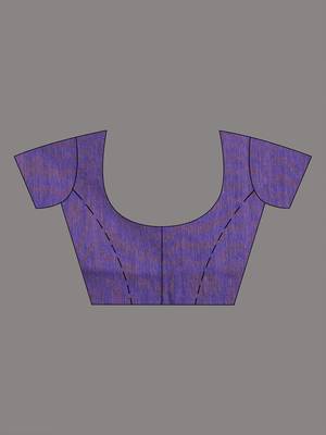 Violet cotton soft saree with stripe pattern 5