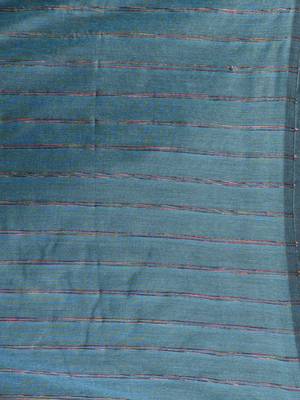 Sky blue cotton soft saree with stripe pattern 4