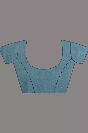 Sky blue cotton soft saree with stripe pattern