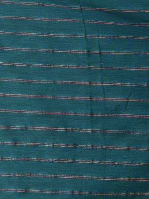 Teal cotton soft saree with stripe pattern 4