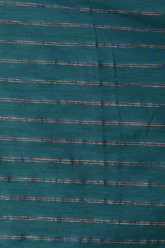 Teal cotton soft saree with stripe pattern