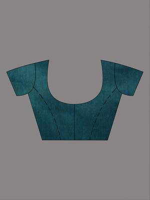 Teal cotton soft saree with stripe pattern 5
