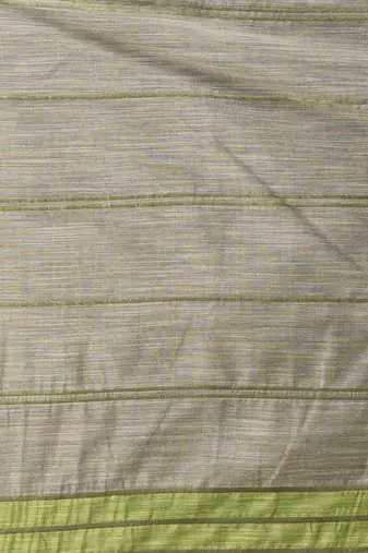 Ecru cotton soft saree with stripe pattern