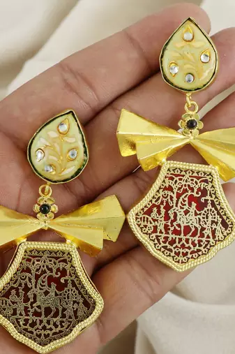 Gold Plated Meena Handmade Designer Earrings Fashion Jewelry