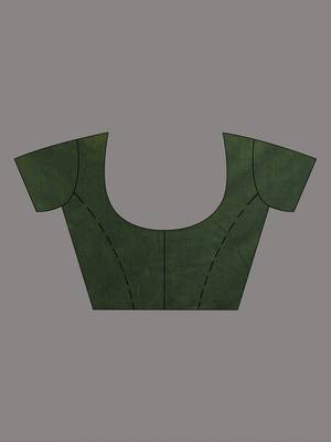 Green cotton soft saree with stripe pattern 5