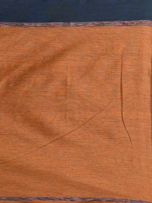 Aegean blue cotton soft saree with stripe pattern 4