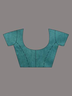 Turqoise blue cotton soft saree with stripe pattern 5