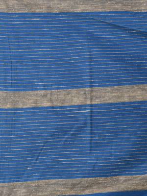 Sapphire blue cotton soft saree with stripe pattern 4