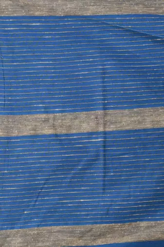 Sapphire blue cotton soft saree with stripe pattern