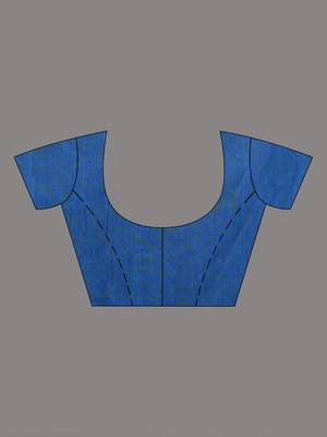 Sapphire blue cotton soft saree with stripe pattern 5