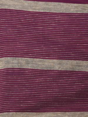 Purple cotton soft saree with stripe pattern 4