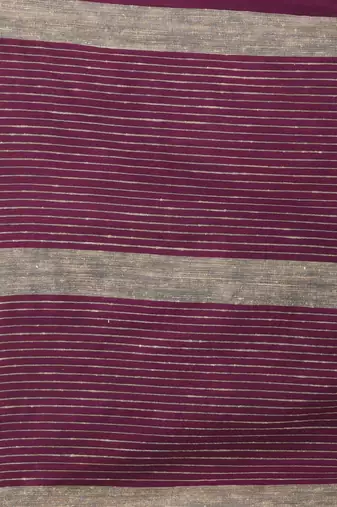 Purple cotton soft saree with stripe pattern