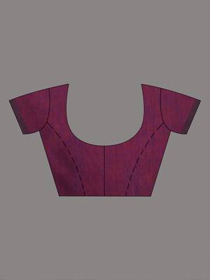 Purple cotton soft saree with stripe pattern 5