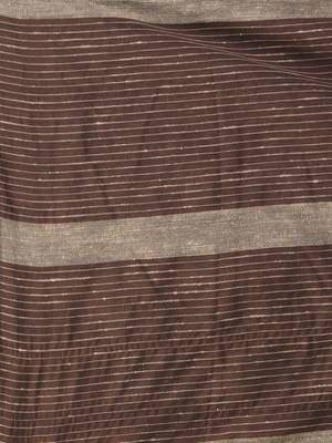 Brown cotton soft saree with stripe pattern 4