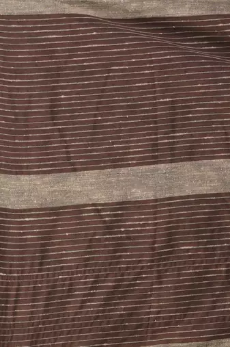Brown cotton soft saree with stripe pattern