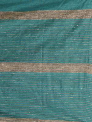 Turqoise blue cotton soft saree with stripe pattern 4