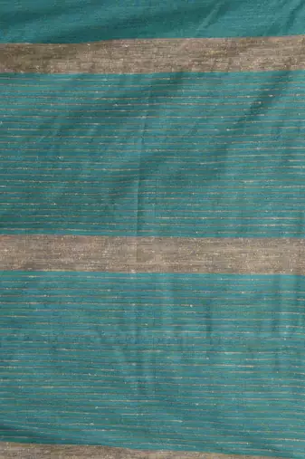 Turqoise blue cotton soft saree with stripe pattern
