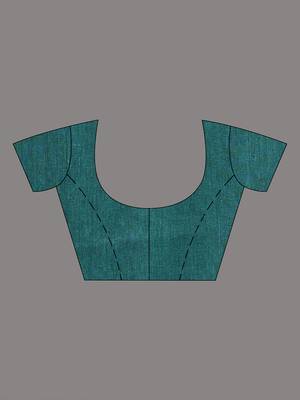 Turqoise blue cotton soft saree with stripe pattern 5