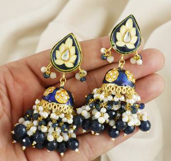 Handmade Meenakari Bridal Jhumka Earrings Fashion Jewelry 3