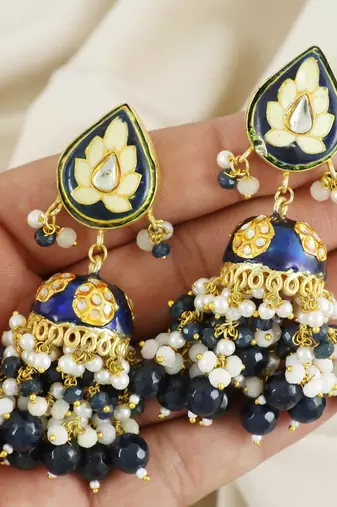 Handmade Meenakari Bridal Jhumka Earrings Fashion Jewelry
