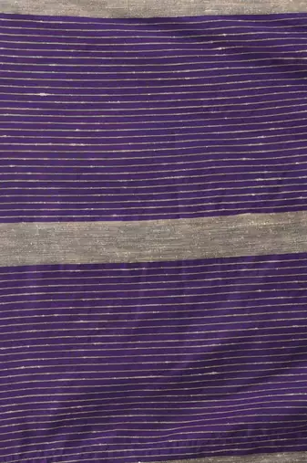 Violet cotton soft saree with stripe pattern