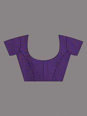 Violet cotton soft saree with stripe pattern 5