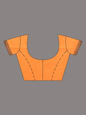 Orange cotton soft saree with stripe pattern 5