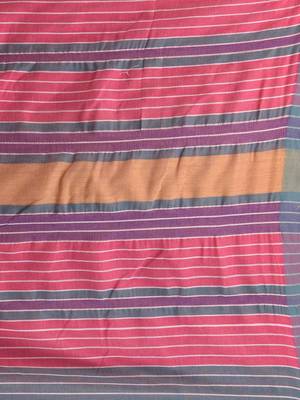 Honey yellow cotton soft saree with stripe pattern 4