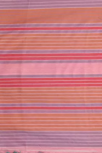 Pink cotton soft saree with stripe pattern