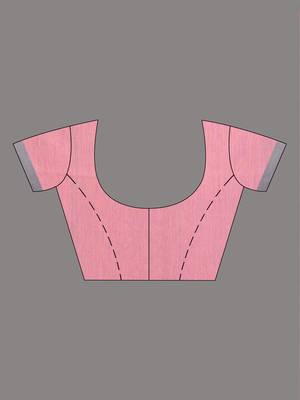 Pink cotton soft saree with stripe pattern 5