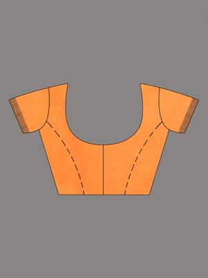 Orange cotton soft saree with solid pattern 5
