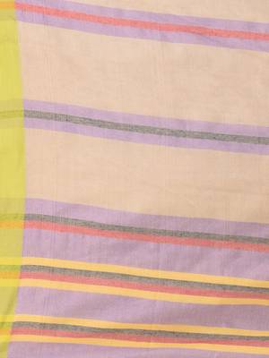 Beige cotton soft saree with stripe pattern 4