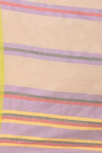 Beige cotton soft saree with stripe pattern