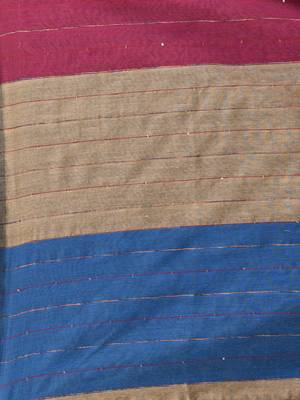 Ecru stripe cotton soft saree with sequins 4