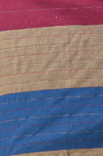Ecru stripe cotton soft saree with sequins
