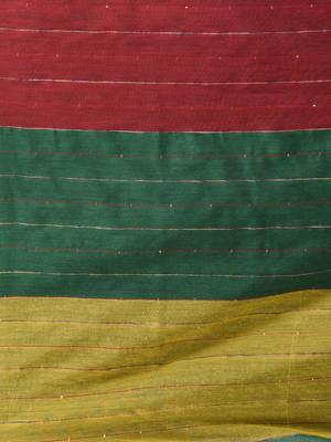Green stripe cotton soft saree with sequins 4