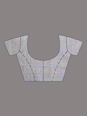 Grey cotton soft saree with stripe pattern 5