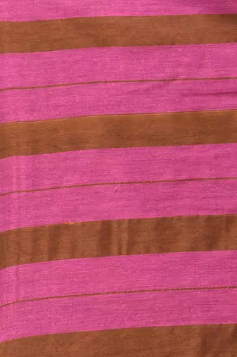 Pink and mustard cotton soft saree with stripe pattern
