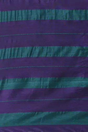 Purple and teal cotton soft saree with stripe pattern