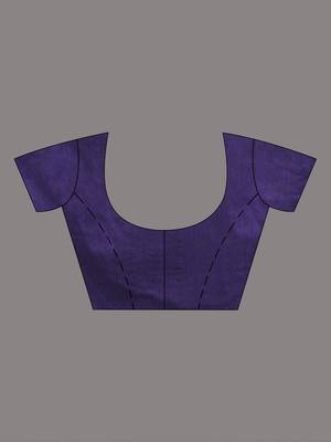 Purple and teal cotton soft saree with stripe pattern 5