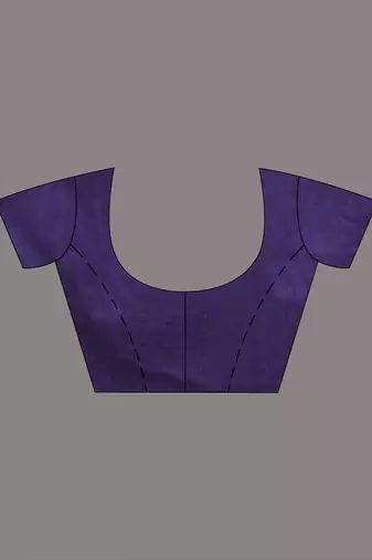 Purple and teal cotton soft saree with stripe pattern