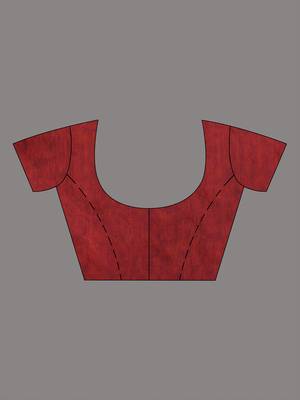 Red cotton soft saree with stripe pattern 5