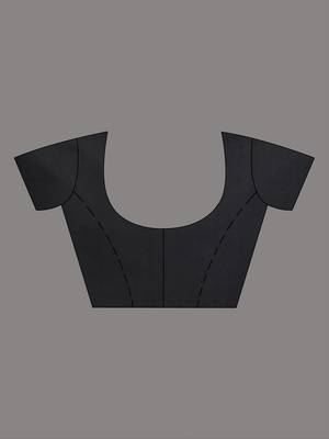 Black cotton soft saree with stripe pattern 5